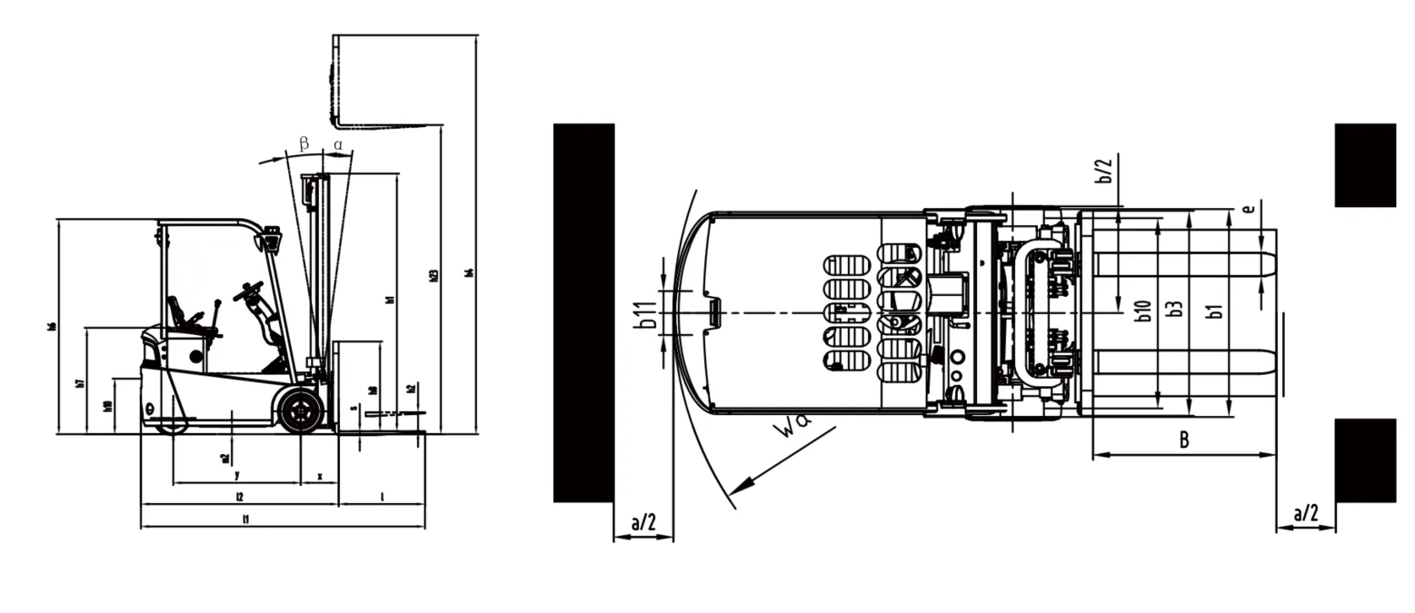 Chariot élévateur électrique à batterie au lithium à trois points dappui BYD-C12T(Figure1)