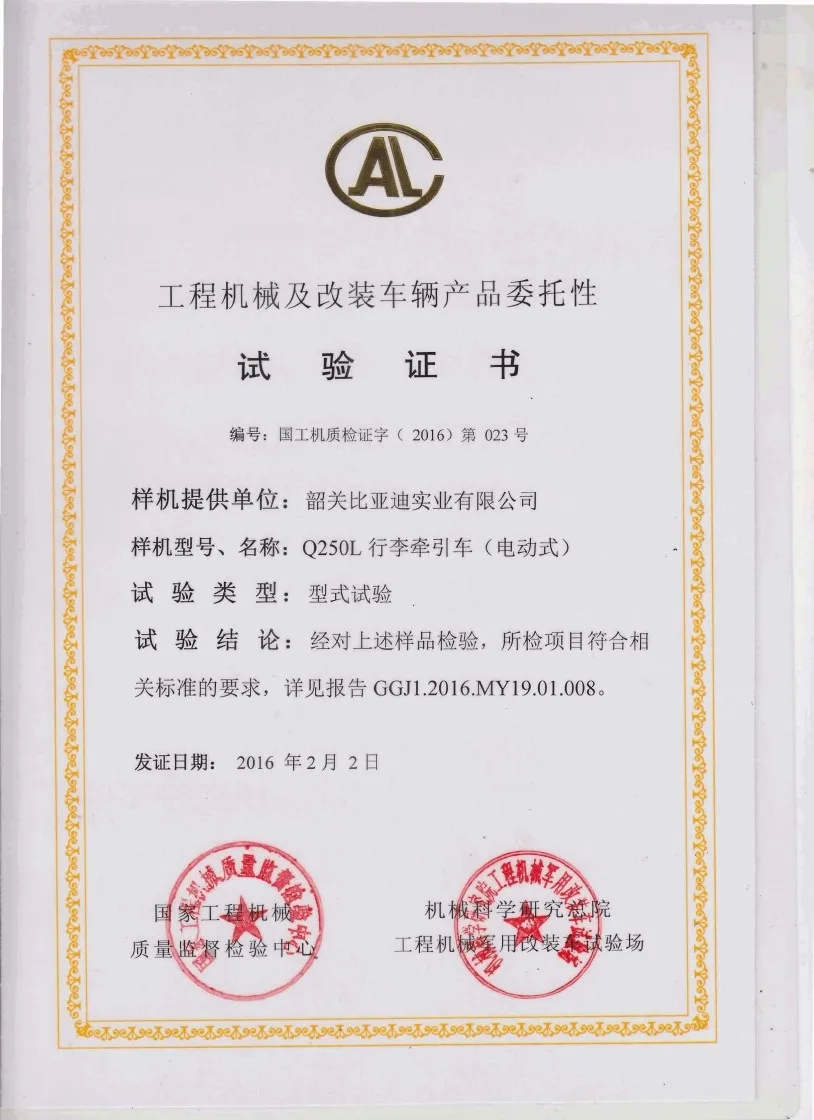 Certificat dessai de type Q250L(Figure1)