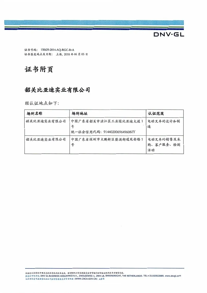 Certification du système de gestion - ISO9001 : 2015GBT19001-2016 (version chino