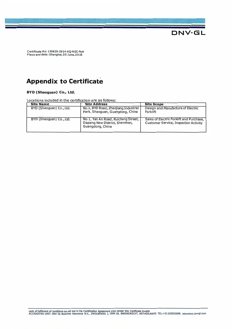 Certificat de système de gestion de la qualité - ISO9001 : 2015GBT19001-2016 (an